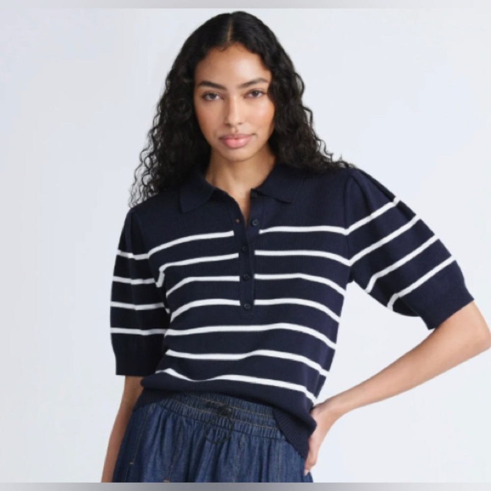 ╰☆☆ FREE ASSEMBLY ☆☆╮
Women's Collared Sweater Tee with Puff Sleeves